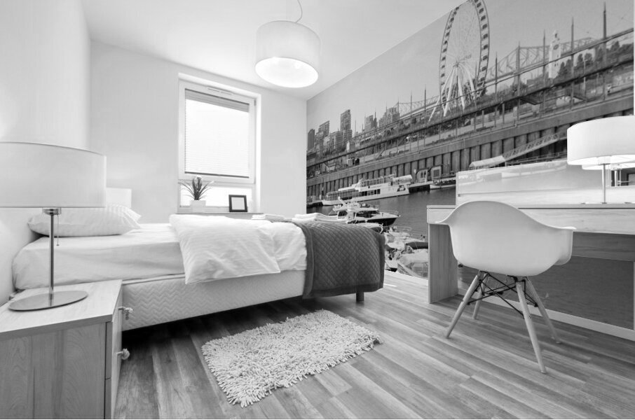 Old Port Of Montreal Marina With The Big Wheel Impression murale